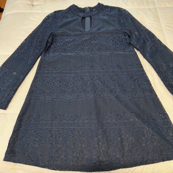 Navy Lace Shift Dress - Picture 1 of 9